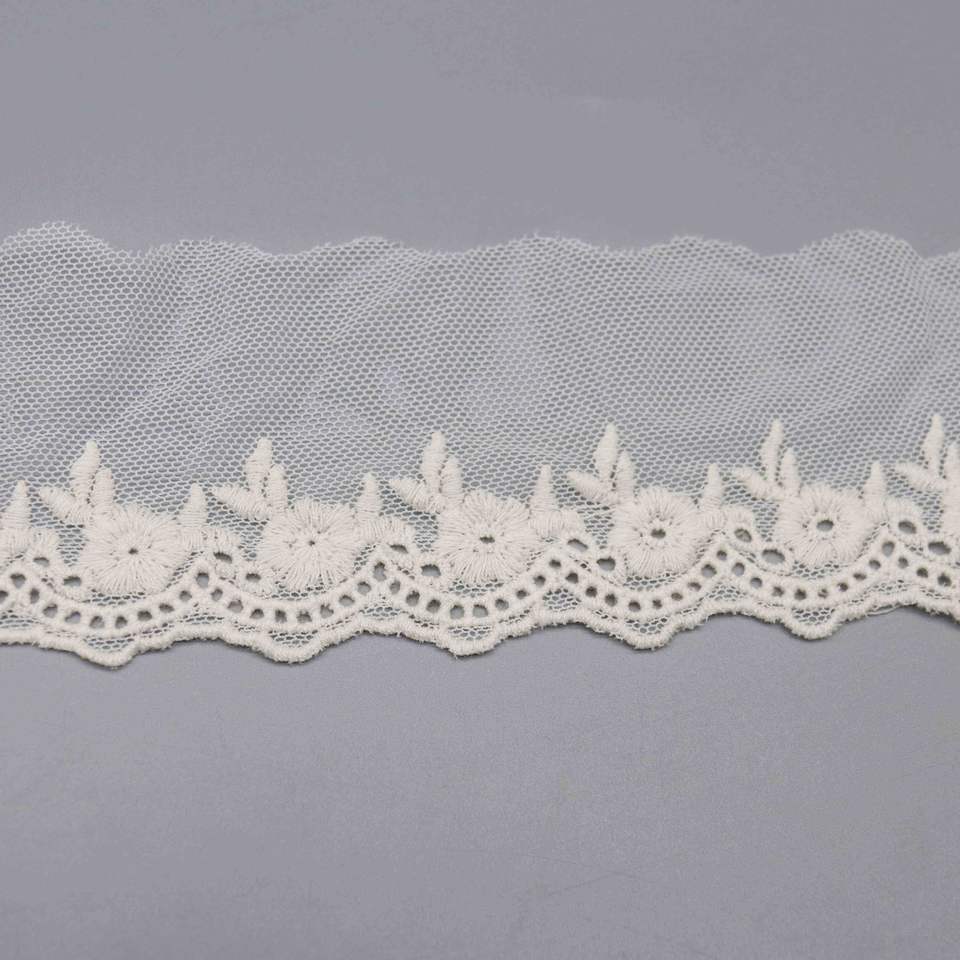 Mesh Tulle Embroidery Lace Trim With Small Floral Pattern for Lingerie and Dress Hemming - Image 6