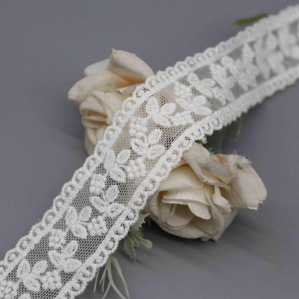 Cotton Embroidery Lace Trim Scalloped Leaf Vine Pattern for Garment Sewing - Image 4