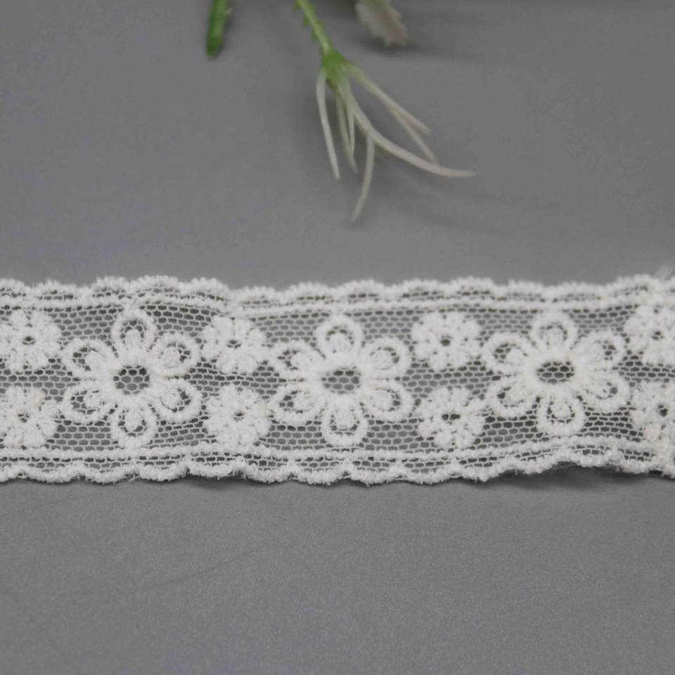 Cotton Mesh Embroidery Lace Ribbon White Floral Lace Trim for Garment Edge - Image 4