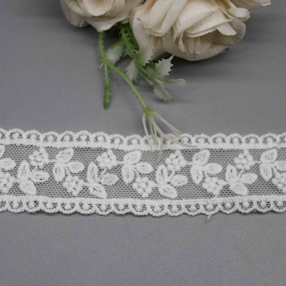 Cotton Embroidery Lace Trim Scalloped Leaf Vine Pattern for Garment Sewing - Image 3