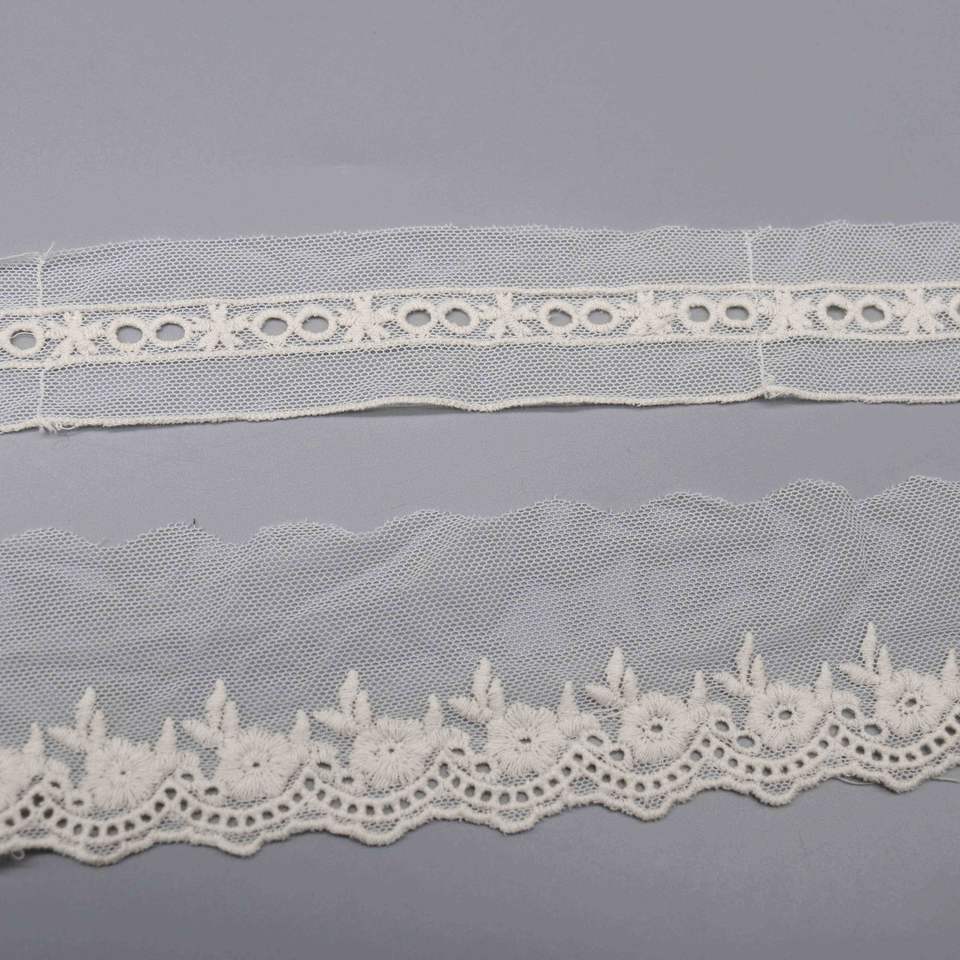 Mesh Tulle Embroidery Lace Trim With Small Floral Pattern for Lingerie and Dress Hemming - Image 3