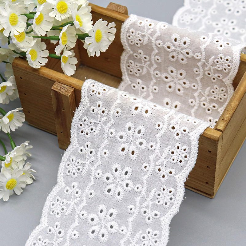 Wide Vintage Cotton Eyelet Lace Trim for Dresses and Home Decor - Image 2