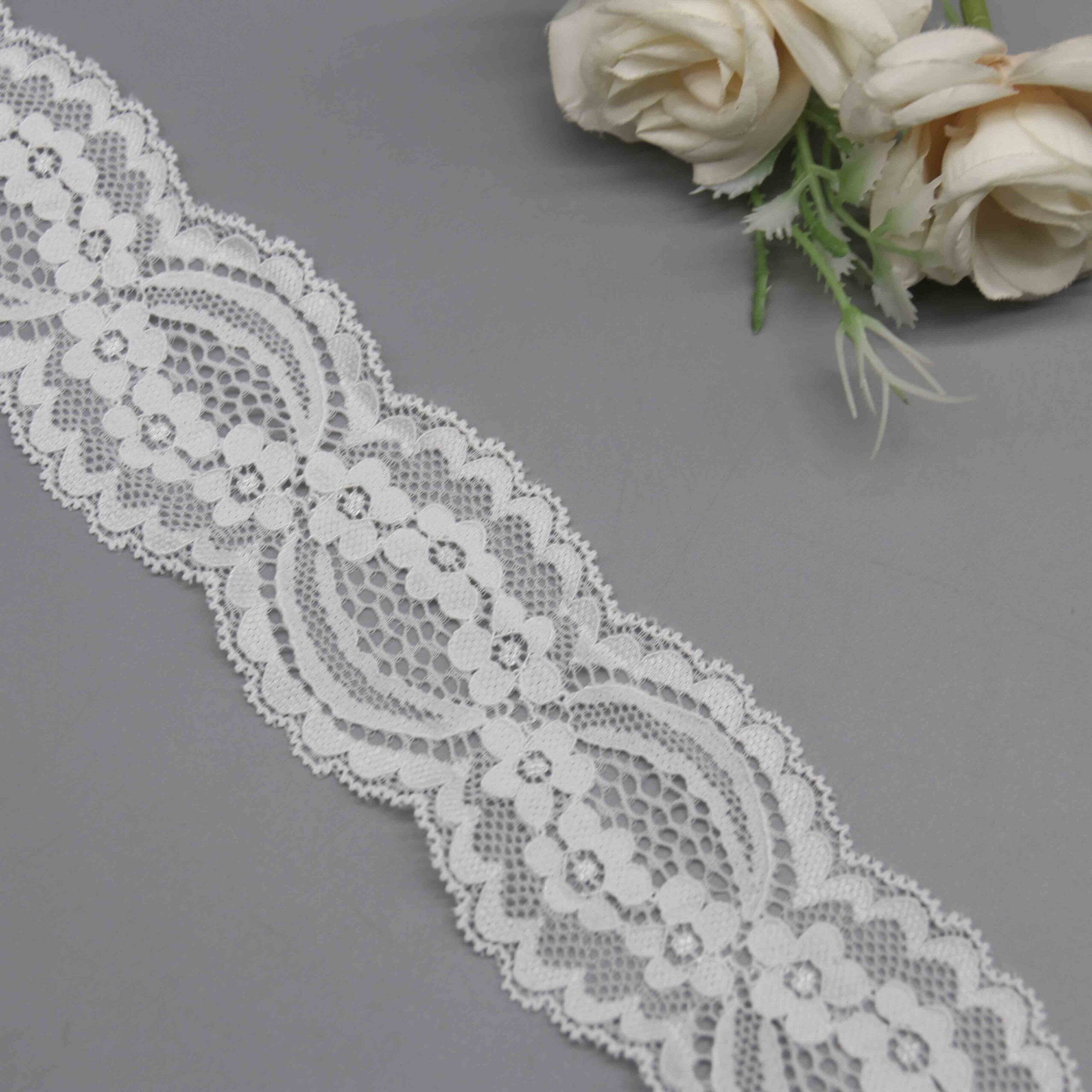 Wide Vintage Stretch Lace Trim for Lingerie Bands and Apparel Overlays - Image 2