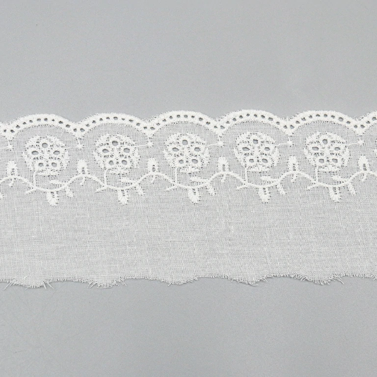 Premium cotton embroidered lace trim offered factory direct