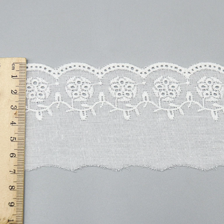 Bulk wholesale of premium cotton lace trim with embroidered details