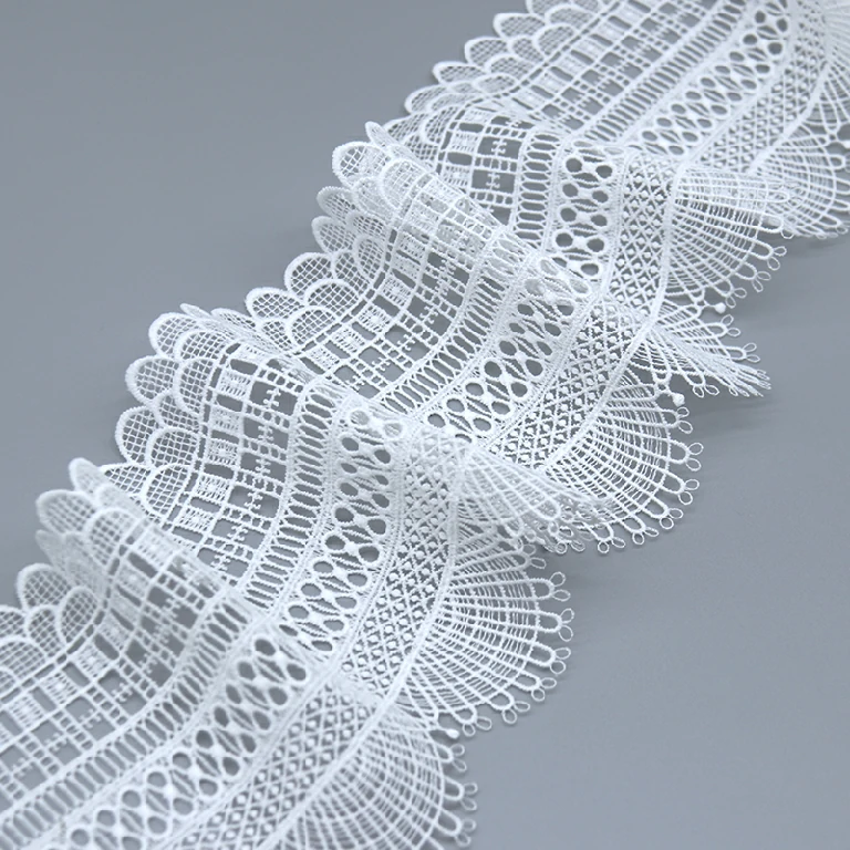 Delicate embroidered trimming lace made from water soluble material