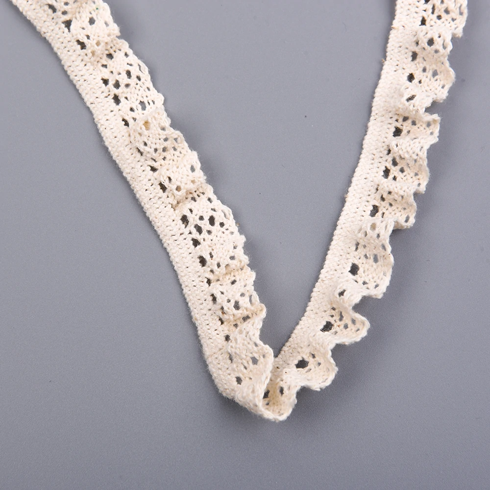 Top-down view of stretch ruffle trim showing elastic band